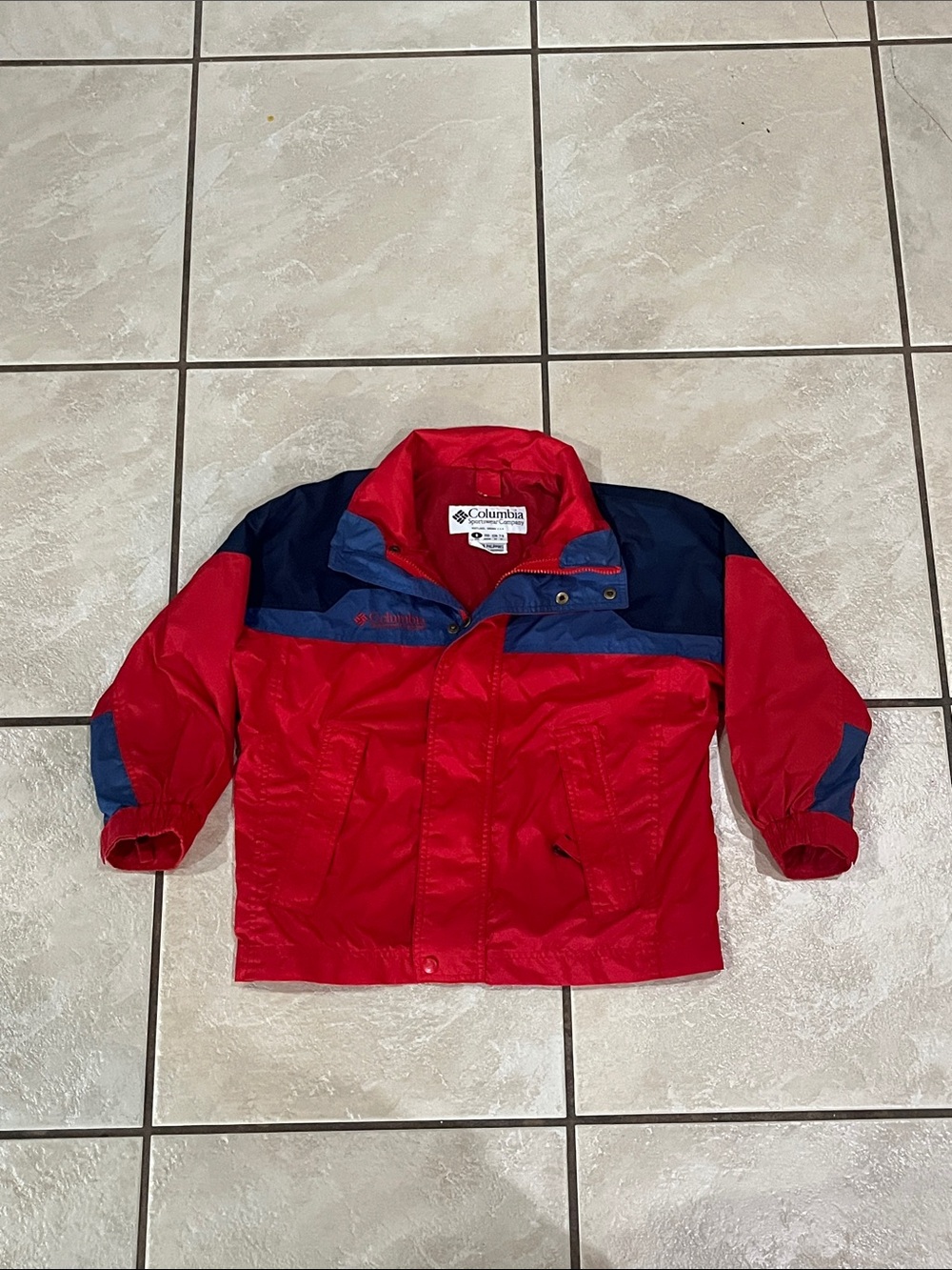 Columbia Red and Navy Kids Rain Jacket